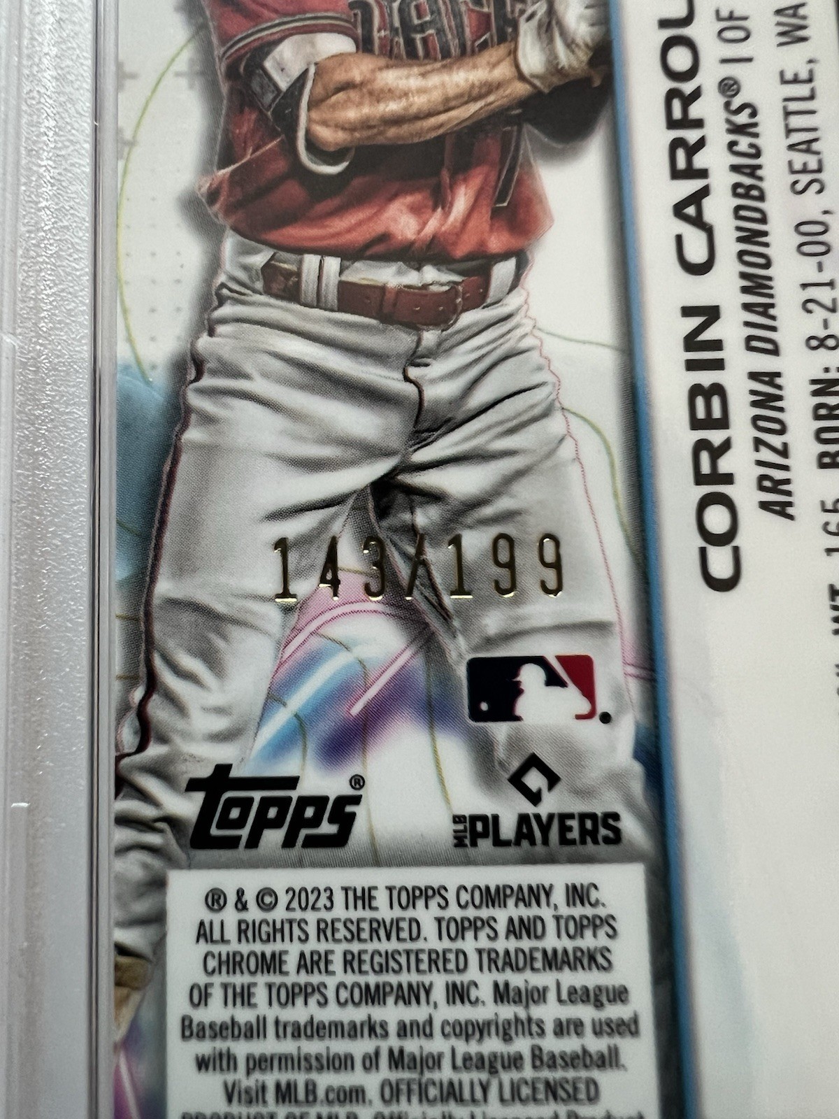 2023 Topps Cosmic Chrome Corbin Carroll Rookie (RC) Aqua Equinox #7 #/199 PSA 10 view 3