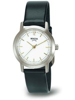 Boccia Titanium 3291-02 Damenuhr Lederarmband Schwarz