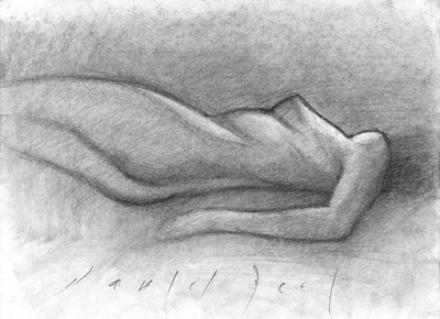 Original Reclining Female Nude Life Study 8x11 Unframed Charcoal Figure Drawing