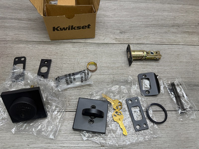 KWIKSET 158 SQT 514 SMT 6AL STRKP MATTE BLACK SMARTKEY SQUARE DEADBOLT READ