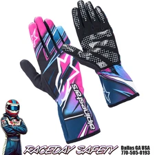Alpinestars Tech-1 K RACE V2 COMPETITION Kart Race Gloves Fuchsia/Cyan/White