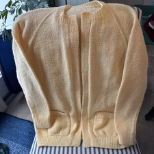 Buttery Yellow Handmade Sweater Size M. Buttonholes But No Buttons.