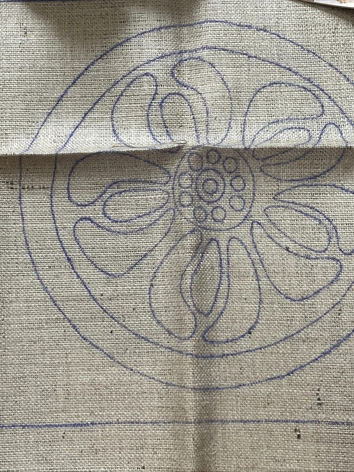 Vintage Stamped Burlap Rug Hooking Pattern Kit Yarn Hook Square Primitive - Image 3 of 4