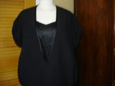 Vintage French Cher Michel Klein sz 42 black dress & silk slip 2 pcs