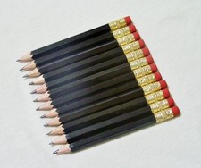 100 "Black" Golf Pencils w/Erasers