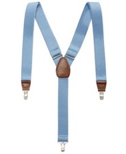  90 New Club Room Men'S Blue Solid Elastic Stretch Metal Clip-On End Suspenders