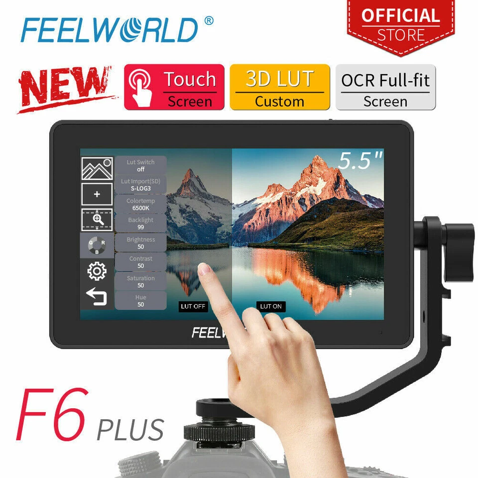 Feelworld F6 Plus Type-C 5.5 Screen Touch Field DSLR Monitor 3D Lut Waveform - Image 3 of 4