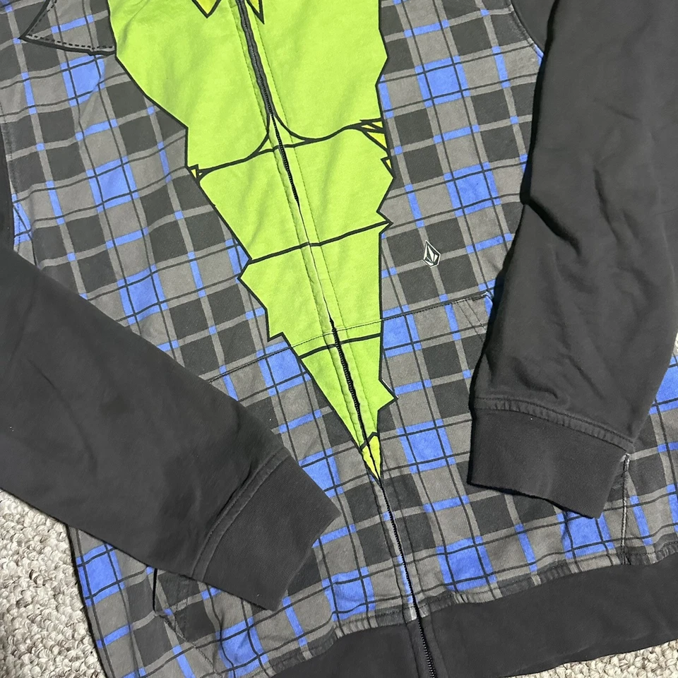 Volcom Kids 'Frankenstein' Green AOP Full Zip Monster Hoodie Size Kids Large - Image 4 of 4