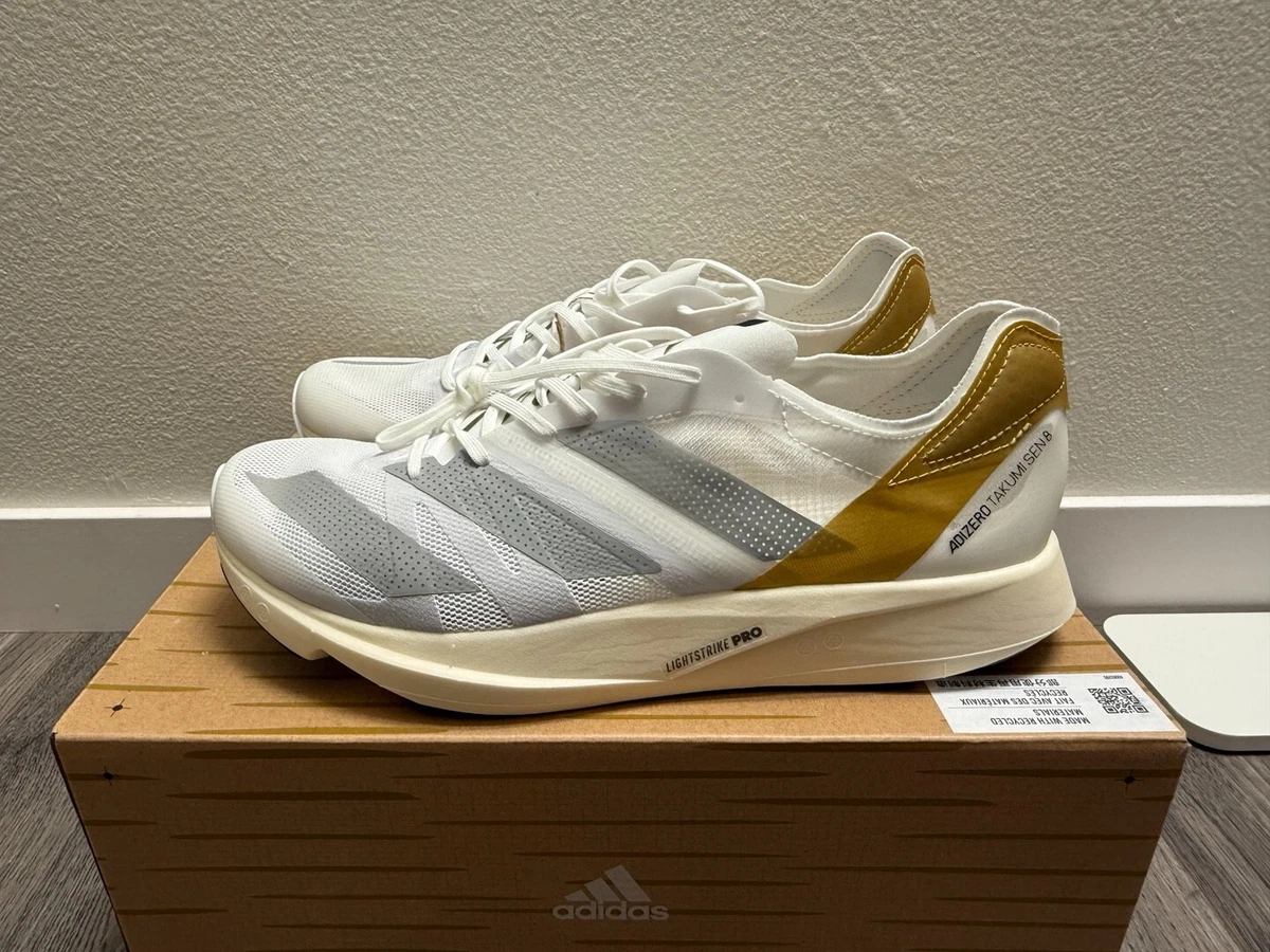 Adidas Adizero Takumi Sen 8 x Tinman Elite White/Gold Men Running Shoe Size 11.5 Size 11.5 - Tinman Elite x adidas Adizero Takumi Sen 8 White  main image 2