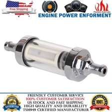 Universal Chrome Glass Washable Fuel Petrol Diesel Inline Filter 8mm 5/16" 9747
