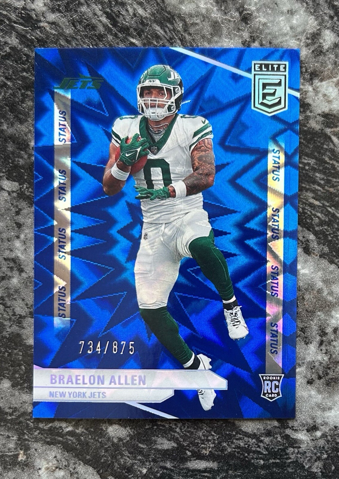 2024 Panini Donruss Elite #194 Braelon Allen Blue Status /875 RC New York Jets