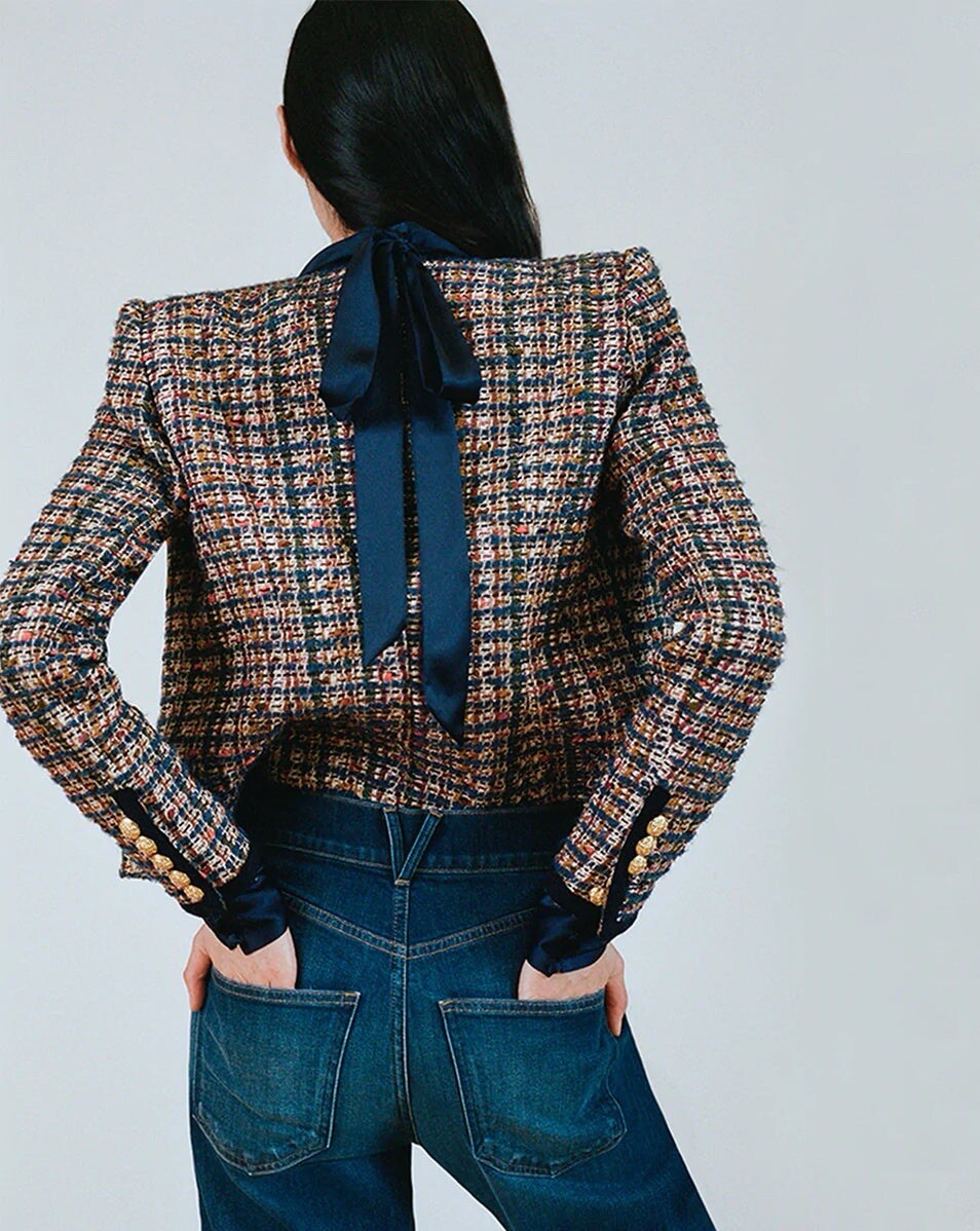 【VERONICA BEARD】Lars button-embellished jacket ジャケット Navy Multi Lars Jacket | Veronica Beard