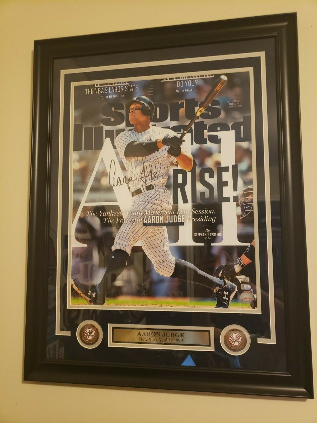 Aaron Judge Autographed Signed New York Yankees 16x20 Sports Illustrated Cover Framed 