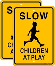 Slow Down Children at Play Sign,17 x 12 17x12 inches, SLD02/2pcs