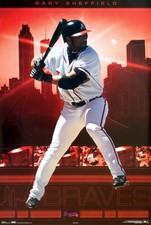 Gary Sheffield ON FIRE Atlanta Braves 2002 MLB Baseball Action 22x34 Wall POSTER