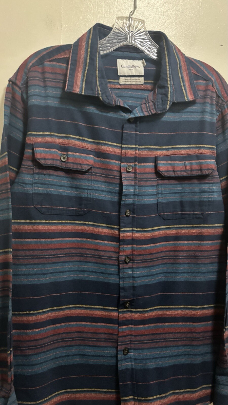 Goodfellow Multi Striped Collared Button Down Sta… - image 3