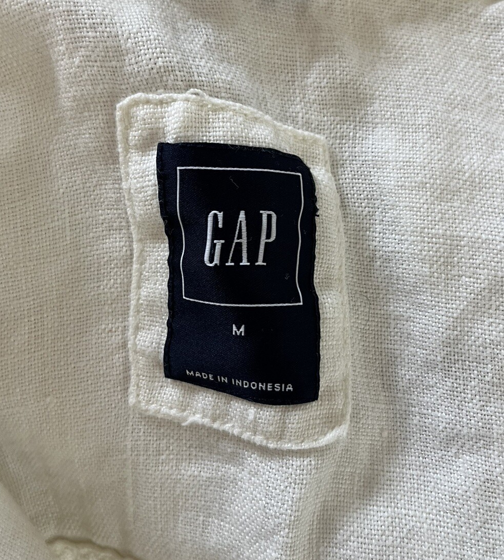 Gap Linen Utility Jacket White Zip Drawstring Wai… - image 5