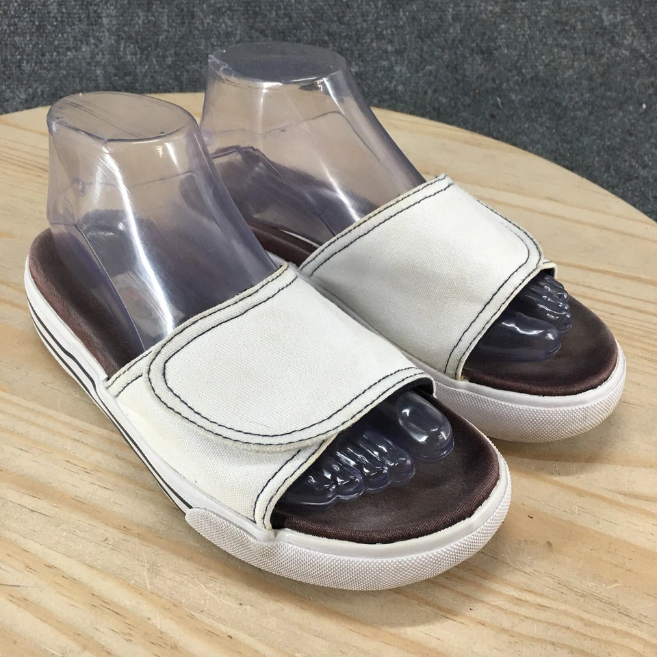 Sandalias Talbots para mujer 7 M Karll informales sin cordones ajustables deslizables tela blanca Foto 3 de 4