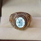 Men's Aquamarine Silver Ring-Sterling Silver with Calibrated Gemstone, Jewelry
