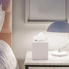 Square Linen Tissue Box Cover - Stylish Cube Tissue Box Holder with Magnetic ...