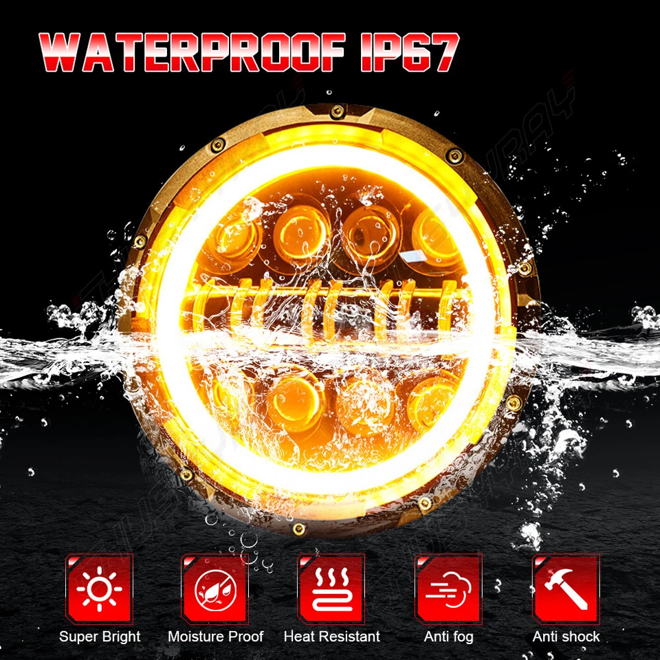 For Freightliner Coronado 2001-2016 2Pcs 7 inch Round LED Headlights HI-Lo Beam - Изображение 2 из 4