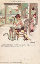 Boy In Springtime McCutcheon Artist Signed Churn Be Soldier Postcard