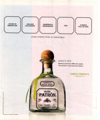 ROLL5. WERBUNG 13X11 ZOLL SILBER PATRON TEQUILA