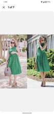 J Crew eyelet sleeveless midi shirt dress size S 4 blogger favorite green pocket