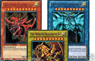 yugioh three god cards fusion Amazon.com: YuGiOh Mosaic Rare God Cards Set of 3 Egyptian God Cards  Slifer, Obelisk Ra BP02-EN125, BP02-EN126 & BP02-EN127 : Toys & Games
