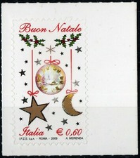 2009 ITALIA REPUBBLICA  FRANCOBOLLO VARIETA'  *NATALE LAICO* 