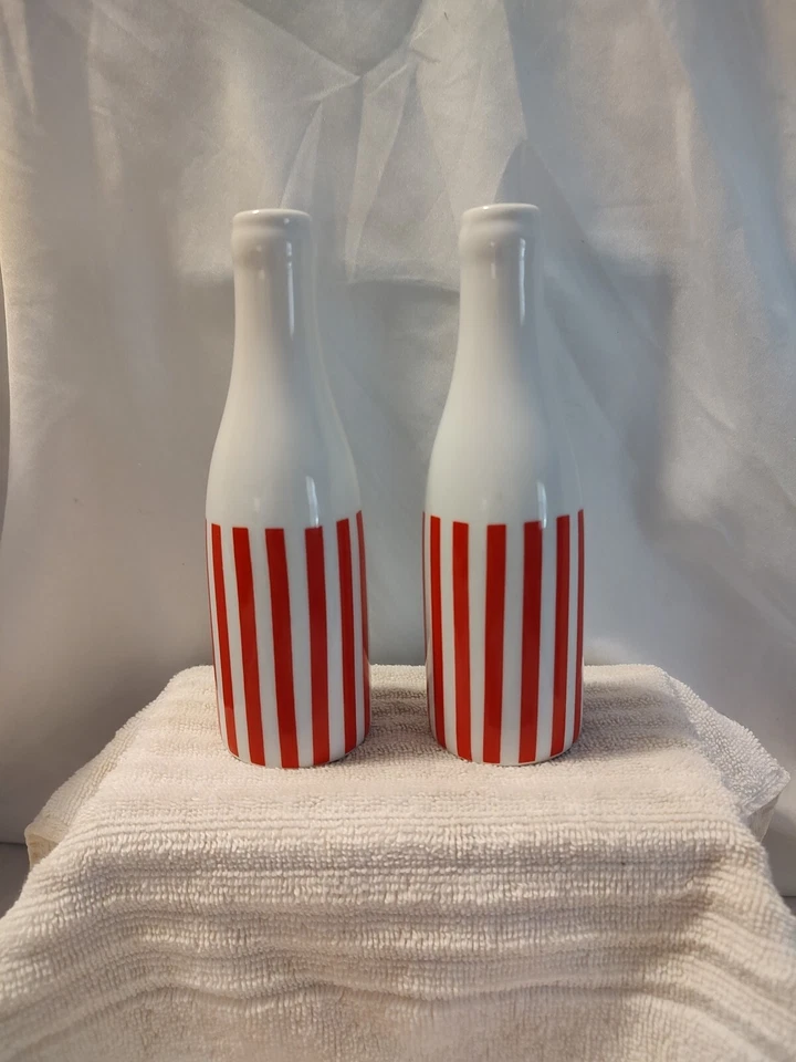 🔥 Botellas de limonada de porcelana Robert Gordon Australia rayas rojas y blancas 6,5" Foto 2 de 4