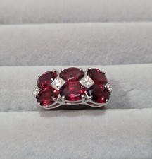 Rhodolite Garnet  White Topaz Ring In Sterling Silver Size 6