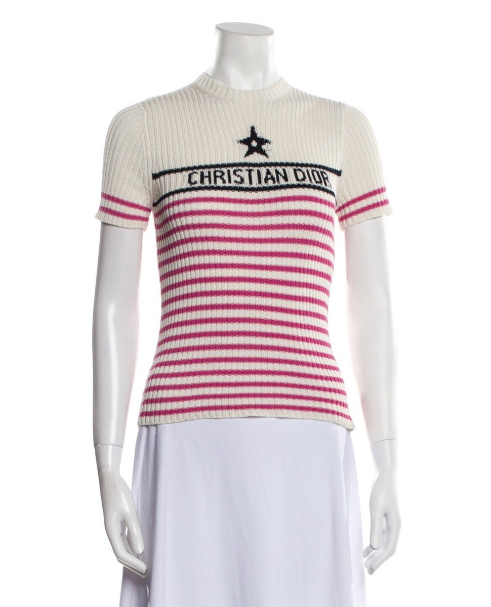 Christian Dior Dioriviera “MONACO” Pink Striped Short Sleeve