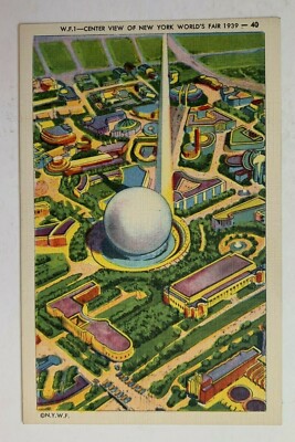 1939 NY Postcard New York World's Fair Center View aerial bird's eye vintage