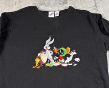 Vintage 1999 Warner Bros Studio Store Size XL, Black, Embroidered Sweatshirt