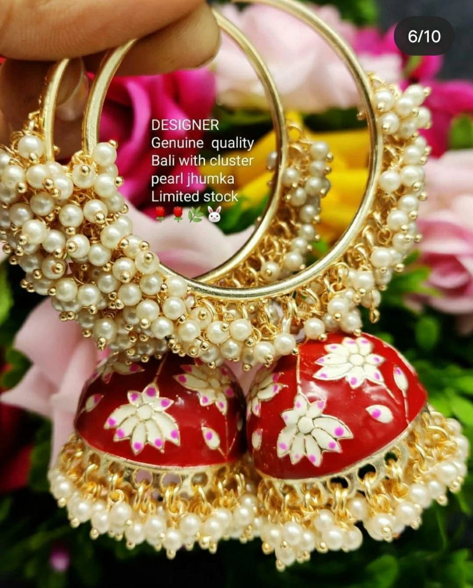 Buy Red Kundan Jhumka Online - RIANSH STORE