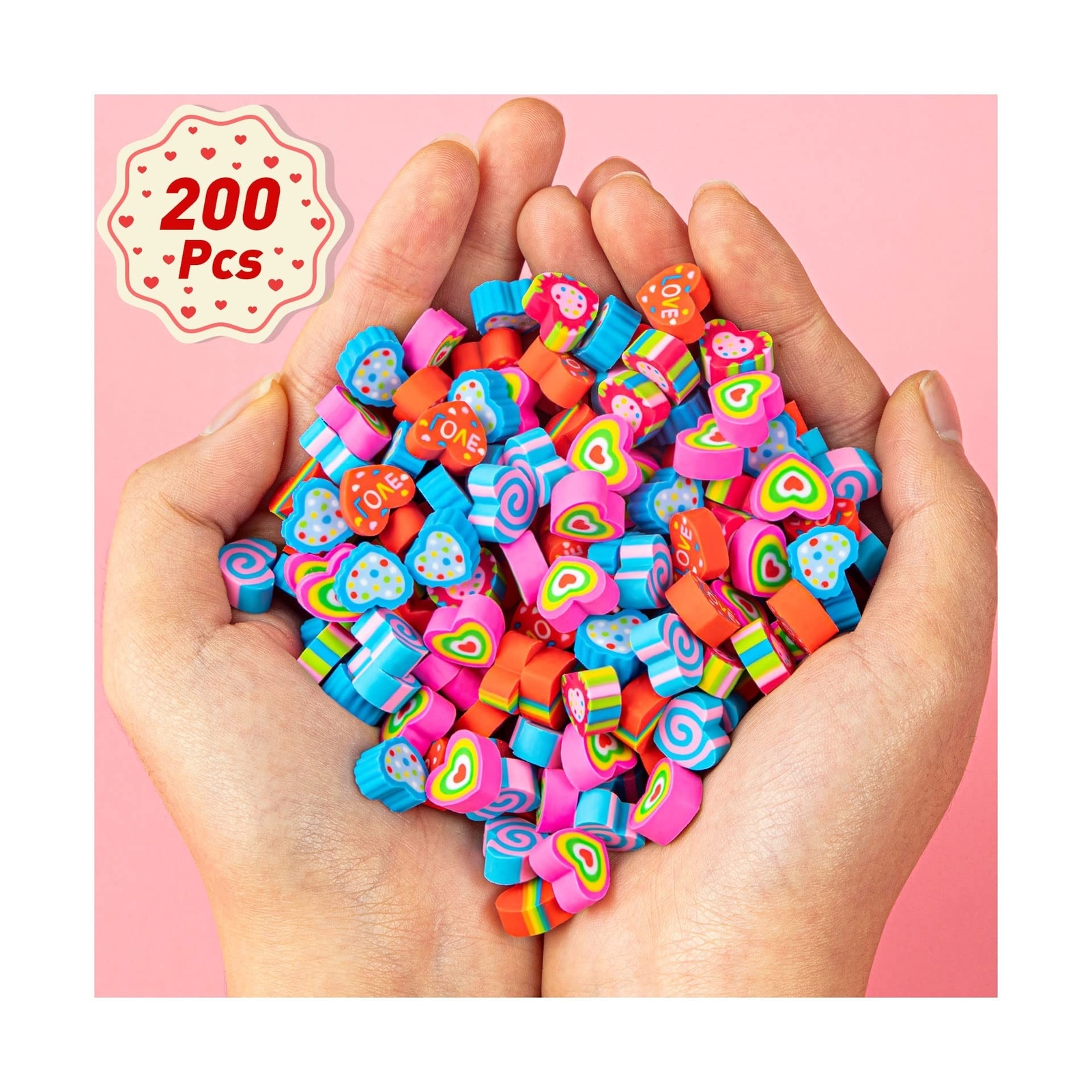 Mini Heart Erasers for Kids Bulk, Valentines Day Gifts for Kids
