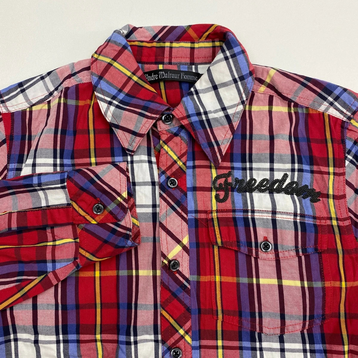 Andre Malraur Homme Button Up Shirt Men's Medium Long Sleeve Multi