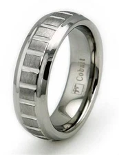 EWC R60069-100 Cobalt Chrome Groove Ring - Size 10