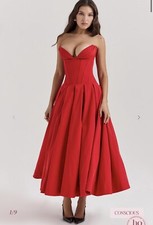 House Of Cb LADY Scarlet Strapless Midi Dress Size Large (088)