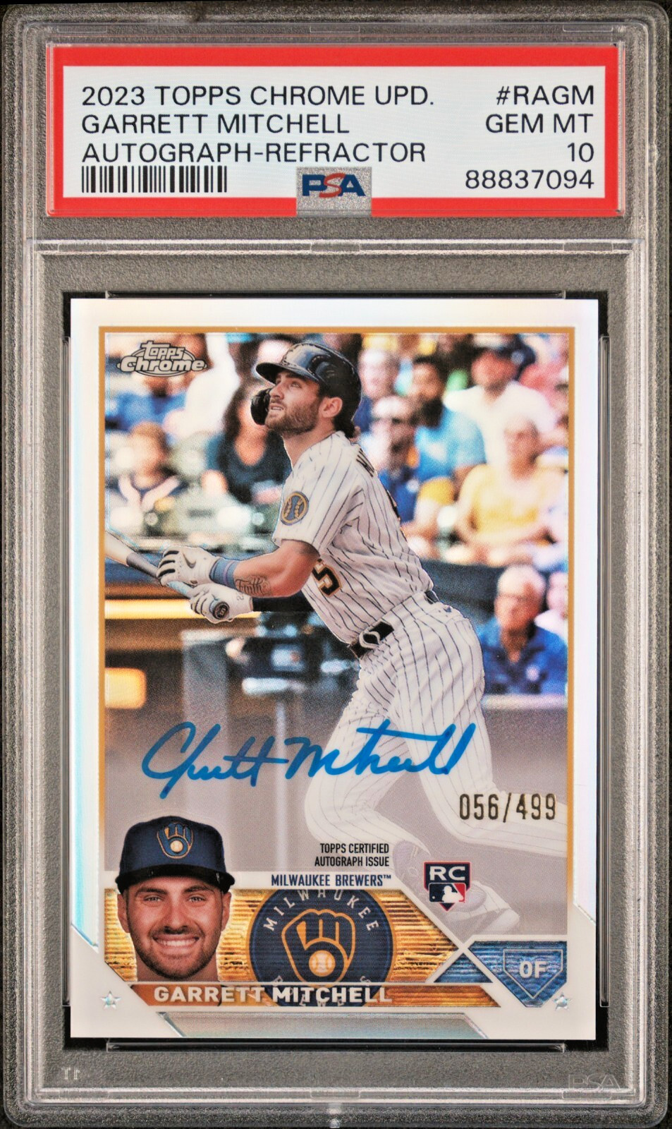 2023 Topps Chrome Update GARRETT MITCHELL Auto PSA 10 POP 9 GEM Refractor RAGM