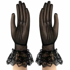 Womens Sexy Lace Gloves Bridal Dress Gloves Mesh High Elastic Knitted Gloves US