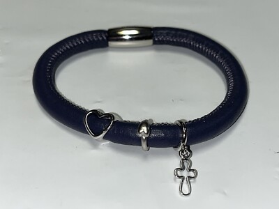 Endless jewelry leather bracelet 925 charms magnetic clasp purple