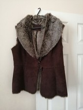 Debenham Brown Faux Suede Armless Coat *Free Delivery* Size 14