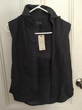 Gryphon New York Women's Open Front Leather Vest Gray Size Xs Nwt