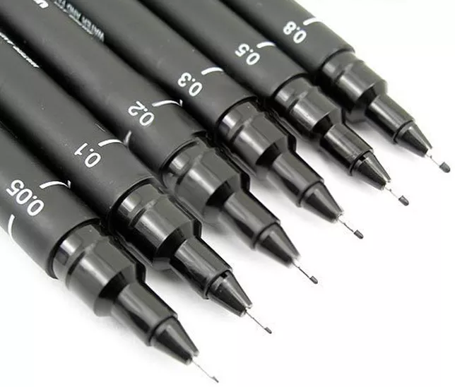 Uni Pin Fineliner Drawing Pen Set 12 Black