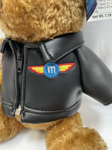 M&M's Plush 7" Bear with Black Leather Jacket New W/ Tags Galerie Collector VTG - Picture 2 of 10