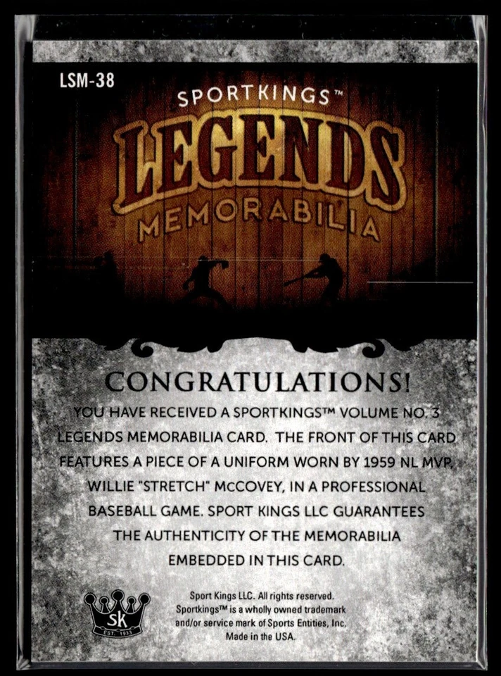 2022 SportKings Volume No. 3 Willie McCovey Jersey 1 color San Francisco Giants - Image 2 of 2