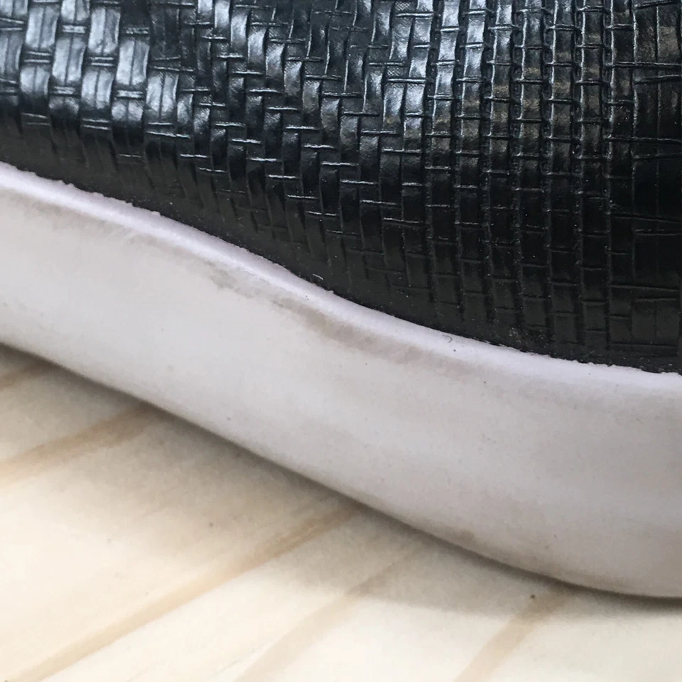 Zapatos restringidos para mujer 6 zapatillas sin cordones negras imitación cuero informales tejidos planos Foto 4 de 4