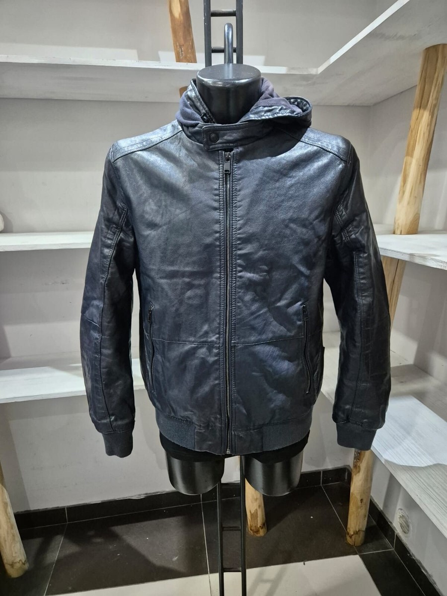 Sorbino Jacket Genuine Leather Used Man Size XL Blue XYR667L